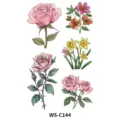 Floral temporary tattoo sticker set featuring elegant roses and spring flowers for body art. - WS-C144 / 120*76mm