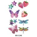 Set d'autocollants de tatouage temporaire pailleté pour enfants, étanche papillon dessin. - Style Étoile et Fraise (WS-C146)