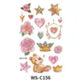 Enfants autocollants de tatouage temporaire à paillettes avec ours, rose, étoile et couronne. - Ours et Rose de Dessin Animé (WS-C156)