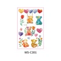 Waterproof cartoon watercolor bear temporary tattoo sticker set for kids cute body art design - WS-C301
