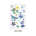 Waterproof glitter temporary tattoo stickers for kids, cute cartoon fairy and stars design. - WS-C308