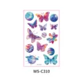 Watercolor butterfly planet temporary tattoo sticker set for kids, waterproof and cute. - WS-C310