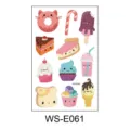 Feuille de tatouage temporaire a paillettes de nourriture kawaii pour enfants autocollants. - Pâtisserie de Dessin Animé (WS-E061)