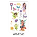 Planche de tatouages temporaires pailletés pour enfants fées papillons et baguettes magiques - Fée Féerique (WS—E040)