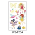 Set d'autocollants de tatouage temporaire à paillettes imperméables pour enfants avec fées - Fée au Pantoufle de Verre (WS—E034)
