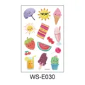 Enfants Dessin Animé Paillettes Tatouage Temporaire Autocollant Feuille Été Fruit Mignon - Glace et Fruits d'Été (WS-E030)