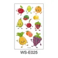 Feuille d'autocollants de tatouage temporaire à paillettes pour enfants, fruits mignons. - Fruits à Expressions en Dessins Animés (WS-E025)