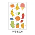 Set de tatouages temporaires scintillants de fruits kawaii, autocollants mignons. - Fruits Rigolos en Dessins Animés (WS-E026)