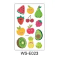 Jolis autocollants de tatouage temporaire de fruits pailletés pour enfants, étanches. - Fruits Mignons en Dessins Animés (WS-E023)