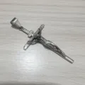 Stainless steel crucifix pendant detail, classic religious Jesus cross design with polished finish. - Pendant Only / Steel