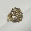 Close-up of men hip hop rhinestone dollar sign ring detail, golden stainless steel iced out jewelry. - Size 7 / Gold (US Size)