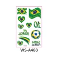 Brazil World Cup temporary tattoo stickers sheet with national flags and football designs. - New Brazilian Style (WS-A488) / 120*76mm