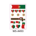 Portugal flag temporary tattoo sheet for sports fans, World Cup face stickers, red green - New Portugal Style (WS-A493) / 120*76mm