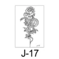 Zwarte roos slang tijdelijke tatoeage sticker waterdichte body art flash ontwerp J-17 - Roos en Slang Verstrengeld Stijl (J-17) / 60*105mm