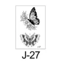 Zwarte bloem vlinder tattoo sticker tijdelijke lichaamskunst waterdicht transfer vel - Doodskop Vlinder en Bloemen Stijl (J-27) / 60*105mm