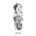 Waterdichte zwart-witte tijdelijke tattoo-sticker voor hele arm met Japans samurai-ontwerp - Geisha Vossemasker Koi Stijl (WD-181) / 170x480mm