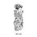 Zwart-witte tijdelijke tattoo-sticker voor de hele arm met geisha en koi-vis ontwerpen. - Zwart-wit Geisha Koi Stijl (WD-182) / 170x480mm