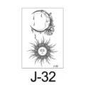 Zon en maan tijdelijke tattoo sticker vel, minimalistisch zwart lijnkunstontwerp voor armen. - Zon en Maan Gezichten (J-32) / 60*105mm