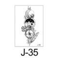 Tijdelijke tatoeage sticker zwarte lijnkunst halve maan kompas veer ontwerpen. - Maan Berg Kompas Veer (J-35) / 60*105mm