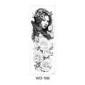 Zwarte en witte volledige arm tijdelijke tatoeage sticker, Japanse geisha roos waterdicht. - Katana Geisha Roos Stijl (WD-189) / 170x480mm