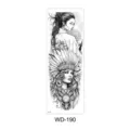 Zwarte en witte volledige arm tattoo sticker waterdichte tijdelijke tattoo lichaamskunst. - Vrouwelijke Figuur met Verentooi Stijl (WD-190) / 170x480mm / Zwart Wit