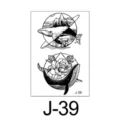 Minimalistische zwart-witte walvis tijdelijke tattoo sticker voor arm en lichaamskunst. - Walvis Planeet Berg Bloemen (J-39) / 60*105mm