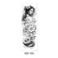 Zwart-wit tijdelijke tattoo sticker voor de hele arm met geisha en slangenontwerp - Vrouwelijke Figuur met Zwaard en Gekrulde Slang Stijl (WD-193) / 170x480mm / Zwart Wit