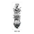 Zwart-witte hele arm tijdelijke tattoo sticker met realistische slang en wolf ontwerpen. - Slang Bloemen Wolfskop Stijl (WD-194) / 170x480mm