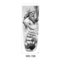 Zwart-witte tijdelijke tatoeagesticker voor arm met zeegod en prachtig zeilschip. - Zeegod Poseidon en Zeilschip Stijl (WD-195) / 170x480mm / Zwart Wit