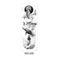 Zwart-witte tijdelijke tatoeage sticker volledige arm, oceaan walvis vuurtoren ontwerp. - Zeepaardje Kwal en Walvis Vuurtoren Stijl (WD-200) / 170x480mm / Zwart Wit