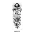 Black and white full arm temporary tattoo sticker with snake and rose design, waterproof. - Rose Floral Snake Style (WD-203) / 170x480mm