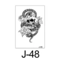 Tijdelijke tattoo sticker zwarte slang schedel roos design waterdichte lichaam art overdracht - Slang en Doodskop Roos (J-48) / 60*105mm