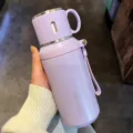 Botella termo aislada con tapa taza termo portátil morado de acero inoxidable - Púrpura