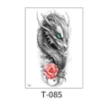 Temporary tattoo sticker waterproof dragon and red rose design body art transfer T-085 - Dragon and Red Rose (T—085) / 150*210MM