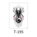 Waterproof temporary tattoo sticker featuring dark spider skull and creepy eyeball design for Halloween. - Spider Skull Eyeball (T-195)