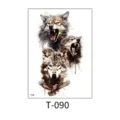 Colorful wolf eagle totem temporary tattoo sticker, waterproof long-lasting body art design. - Watercolor Wolves and Eagle (T—090) / 150*210MM