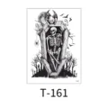 Halloween skeleton coffin temporary tattoo sticker, waterproof dark gothic body art design. - Skeleton Coffin Bat (T-161) / 150x210MM