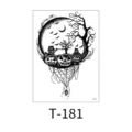 Halloween temporary tattoo sticker, black pumpkin moon spider web design sheet - Pumpkin Spider Web Dead Tree (T-181) / 150x210MM