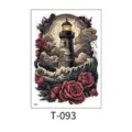 Waterproof temporary tattoo sticker featuring vintage lighthouse and roses design for men women. - Vintage Lighthouse and Rose (T—093) / 150*210MM