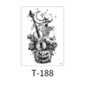 Halloween temporary tattoo sticker skeleton pumpkin dark style waterproof arm art. - Skeleton Playing Cello (T-188) / 150x210MM