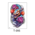 Colorful dragon peony temporary tattoo sticker waterproof fake body art for men women - Blue Dragon and Peony (T—095) / 150*210MM