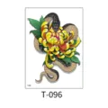 Waterproof temporary tattoo sticker featuring a traditional snake and chrysanthemum design. - Black Snake and Yellow Chrysanthemum (T—096) / 150*210MM