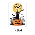 Temporary Halloween tattoo sticker featuring black cat and pumpkin design variant. - Black Cat Pumpkin Full Moon (T-164) / 150x210MM