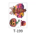 Waterproof Halloween temporary tattoo sticker featuring spooky haunted house and scary pumpkin. - Horror Castle Pumpkin Skull (T-199) / 150x210MM