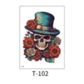 Colorful temporary tattoo sticker featuring skull and floral design for men and women. - Colorful Skull and Rose (T—102) / 150*210MM / Colorful