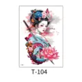 Waterproof temporary tattoo sticker with Japanese geisha design, long-lasting body art decal. - Japanese Geisha Katana and Snake (T—104) / 150*210MM / Colorful