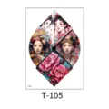 Waterproof temporary tattoo sticker sheet with colorful Asian beauty and peony floral design. - Geometric Antique Beauty and Peony (T—105) / 150*210MM / Colorful
