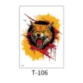Temporary waterproof colored animal totem tattoo sticker for men and women, stylish body art. - Angry Beast Totem (T—106) / 150*210MM / Colorful