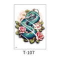 Waterproof temporary tattoo sticker featuring a vibrant green snake and pink roses design. - Green Snake and Pink Rose (T-107) / 150*210MM