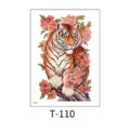 Colorful tiger and floral temporary tattoo sticker, waterproof body art transfer. - Tiger and Peony Flower (T-110) / 150*210MM